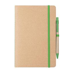 Foto van Natuurlijn schriftje/notitieboekje karton/groen met elastiek a5 formaat - schriften