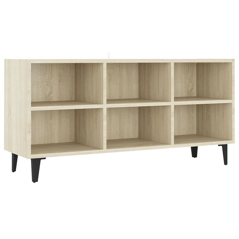 Foto van The living store tv-meubel industriële stijl - 103.5x30x50 cm - sonoma eiken - 4 metalen poten