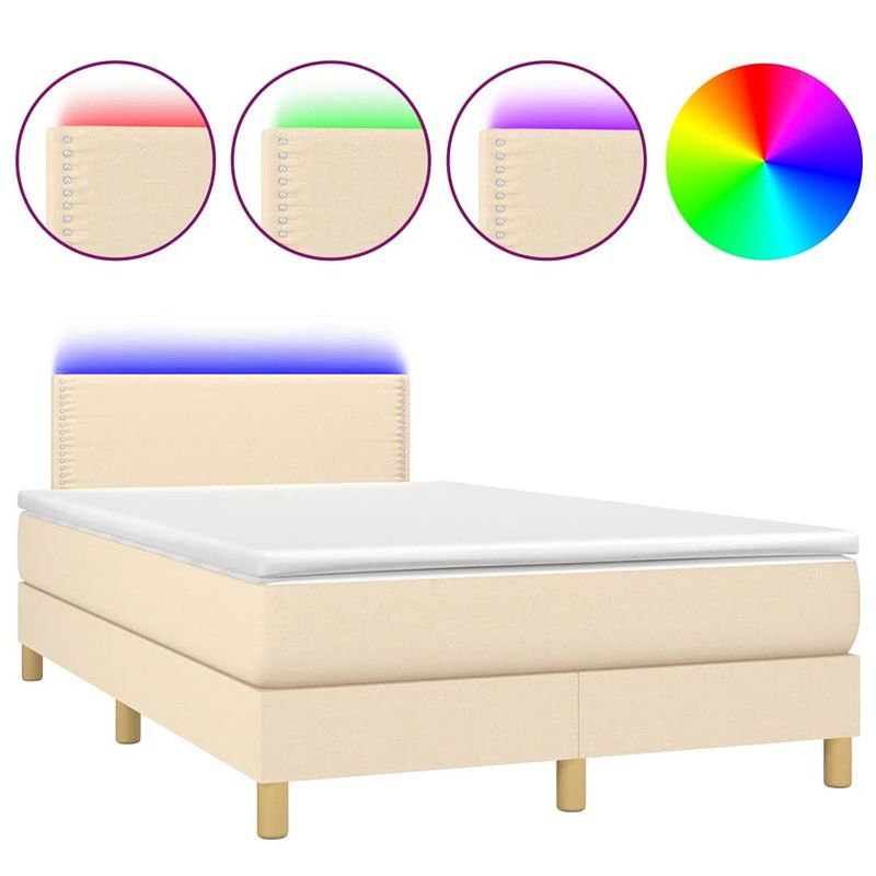 Foto van The living store boxspring - bed met matras en led - 203x120x78/88 cm - duurzaam materiaal