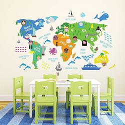 Foto van Walplus kids decoratie sticker - kinder wereldkaart