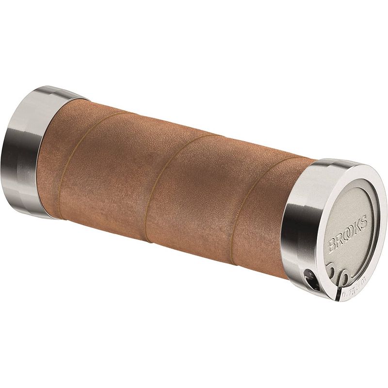 Foto van Brooks handvatten slender leather grips 100mm honey