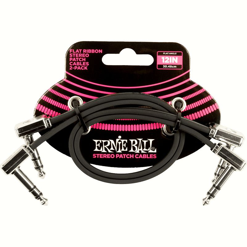 Foto van Ernie ball 6405 patchkabel stereo haaks zwart 30.48 cm (set van 2)