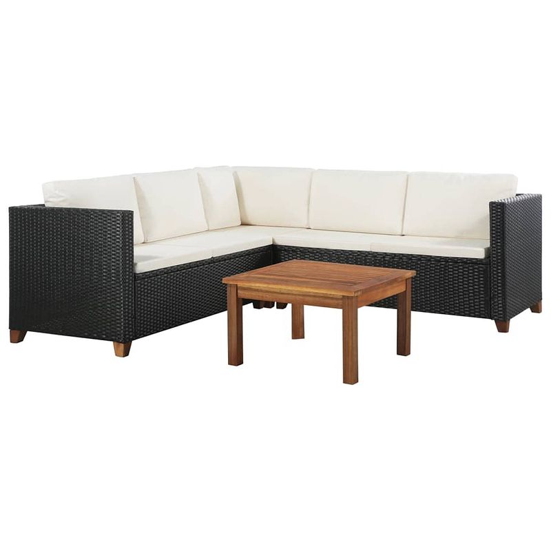 Foto van Vidaxl loungeset poly rattan zwart en wit 15-delig