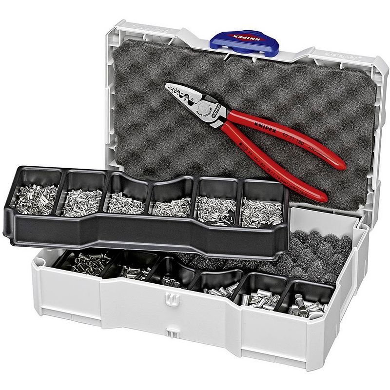 Foto van Knipex 97 90 05 krimptang adereindhulzen 0.25 tot 16 mm² incl. tanos mini-systainer, incl. assortiment adereindhulzen