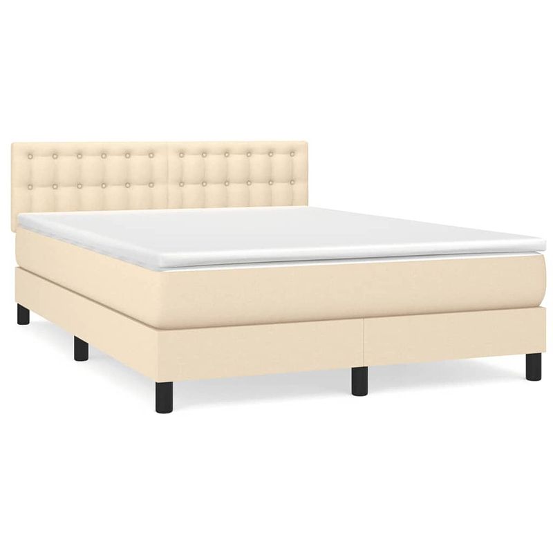 Foto van The living store boxspringbed - comfort - bed - 203x144x78/88 cm - crème