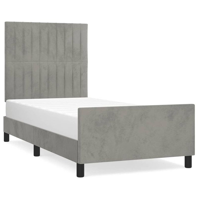 Foto van The living store bedframe premier - bedden - 203x93x118/128 cm - lichtgrijs - verstelbaar hoofdeinde