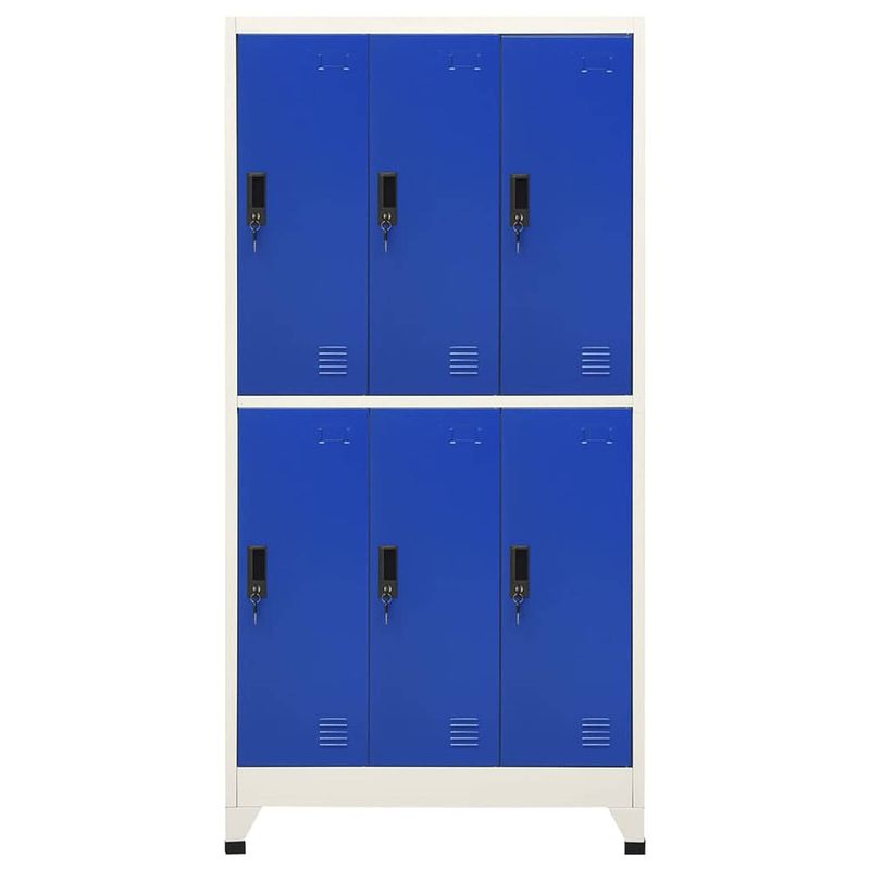 Foto van The living store lockerkast - modern - opbergkast - 90 x 45 x 180 cm - staal - grijs/blauw