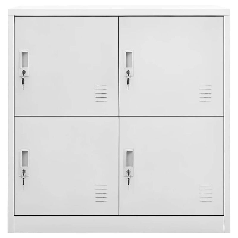 Foto van The living store lockerkast staal - 90 x 45 x 92.5 cm - lichtgrijs - met sloten - 4 lockers