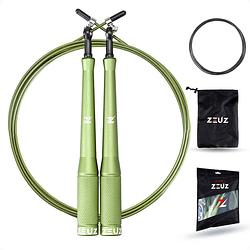 Foto van Zeuz® professioneel crossfit & fitness springtouw - verstelbaar - speed rope - volwassenen - sr-2 - leger groen