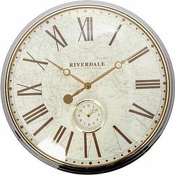 Foto van Riverdale wandklok worldmap brons 50cm