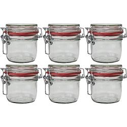 Foto van 6x glazen confituren pot/weckpot 200 ml met beugelsluiting en rubberen ring - weckpotten