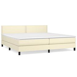 Foto van The living store boxspringbed - crème kunstleer - 203x200x78/88 cm - inclusief pocketvering matras en topmatras