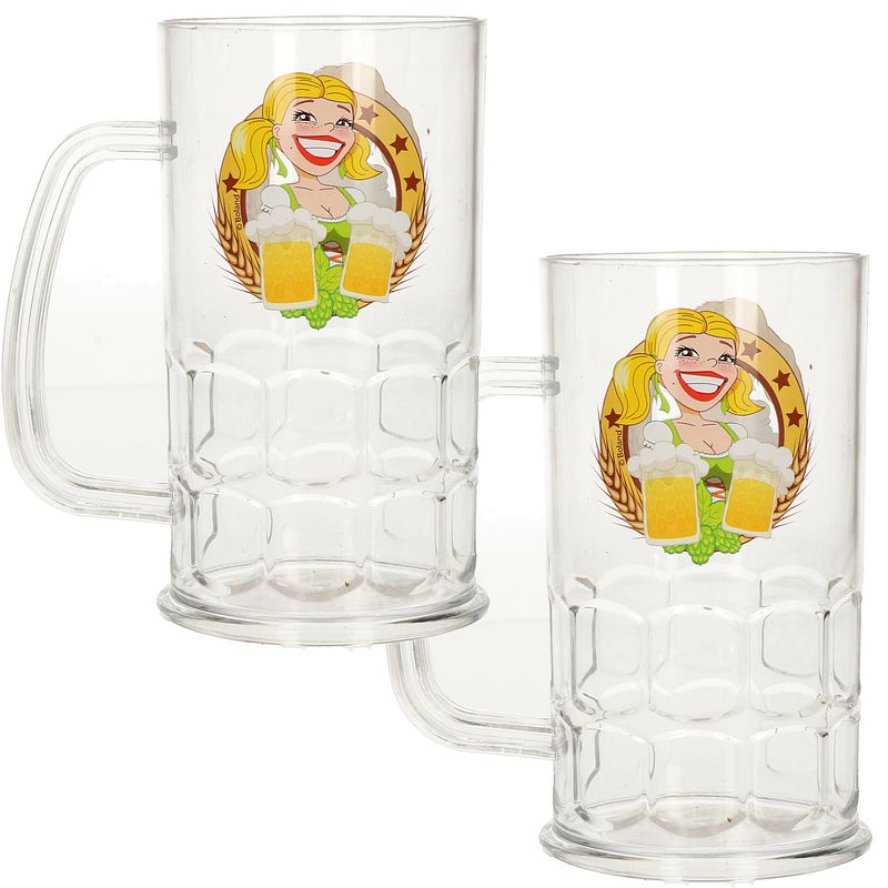 Foto van Oktoberfest 6x bierfeest bierpullen kunststof van 400 ml - bierglazen