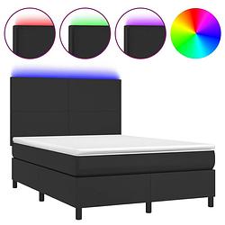 Foto van The living store boxspring bed - kunstleer - 140x200 - led