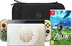 Foto van Nintendo switch oled zelda edition + zelda: breath of the wild + bluebuilt beschermhoes