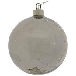 Foto van Countryfield kerstbal jarvia 12 leds 12 cm glas grijs