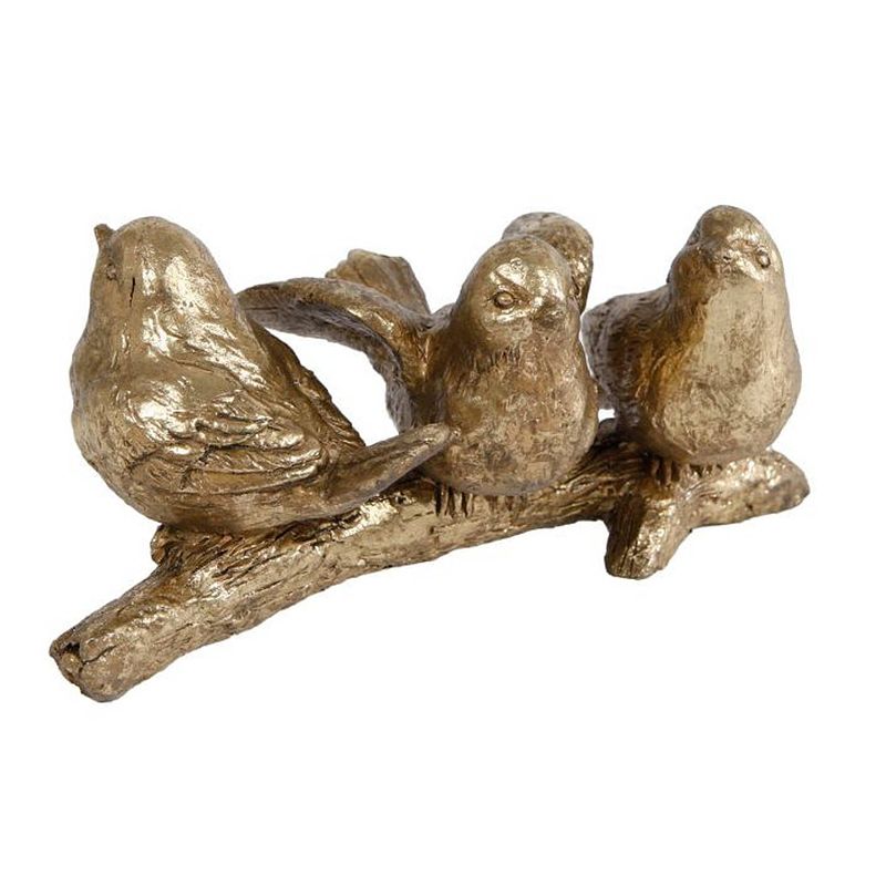 Foto van Gifts amsterdam sculptuur 3 vogels op tak 14 cm polyresin goud