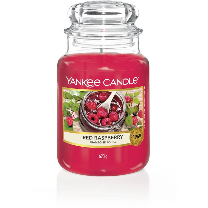 Foto van Yankee candle - red raspberry geurkaars - large jar - tot 150 branduren