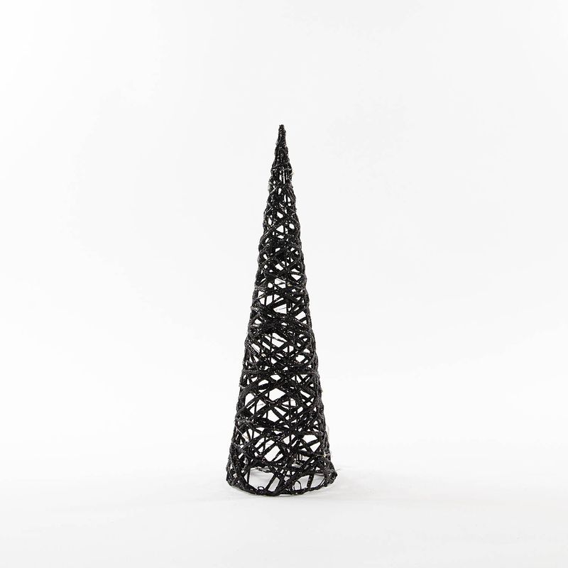 Foto van Anna collection led piramide kerstboom - h40 cm - zwart - kunststof - kerstverlichting figuur