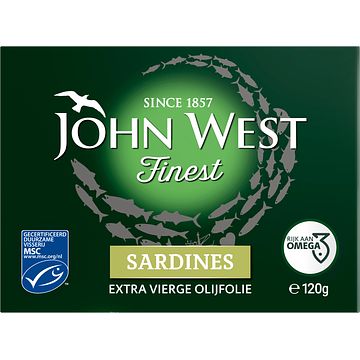 Foto van John west sardines finest in extra vierge olijfolie msc 120g bij jumbo