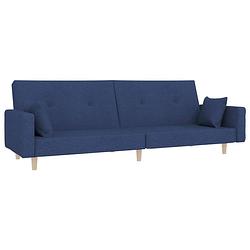 Foto van The living store bedbank blauw - houten frame - multifunctioneel - 220x84.5x69 cm - inclusief kussens - makkelijk om te