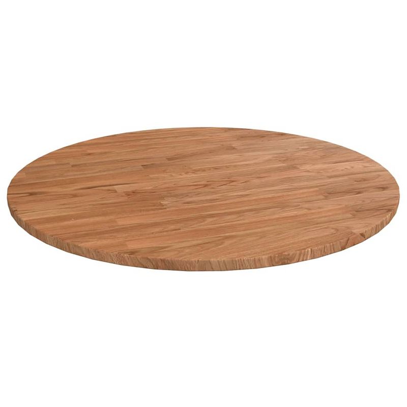 Foto van Vidaxl tafelblad rond ø 60x1,5 cm bewerkt massief eikenhout lichtbruin