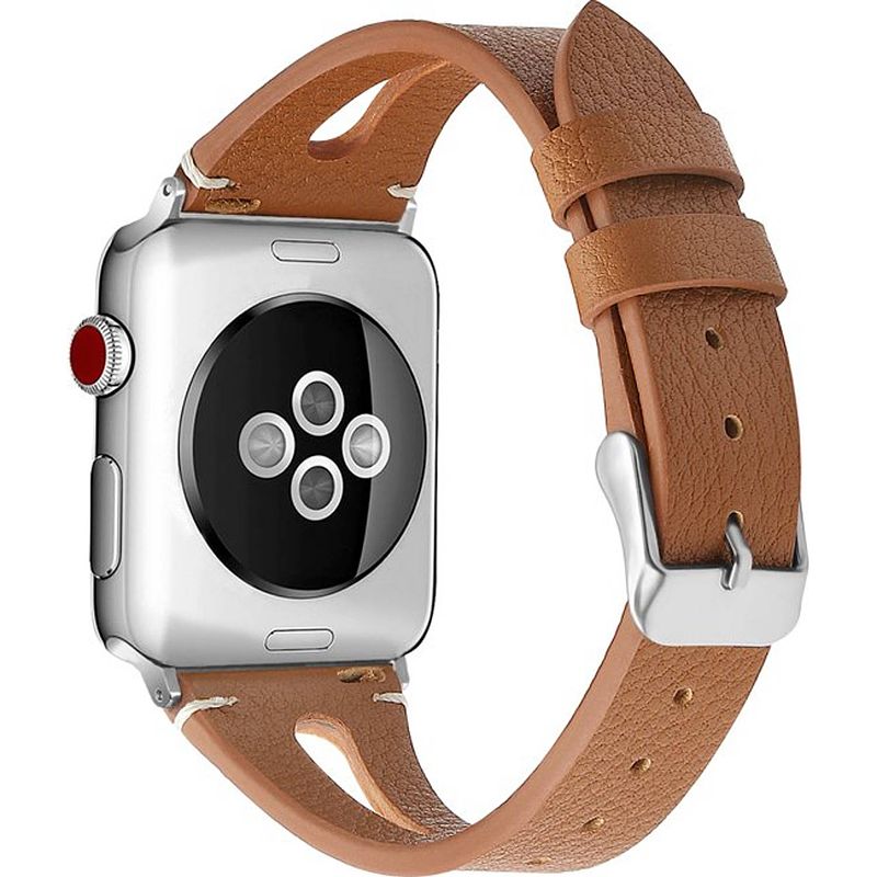 Foto van Smartphoneclip - bandje leer double bruin - voor apple watch 38-40mm