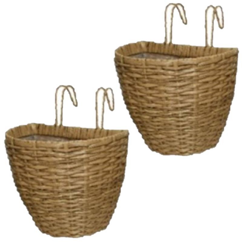 Foto van 3x stuks balkonmand/plantenmand/plantenbak bruin rotan 42 cm - plantenbakken