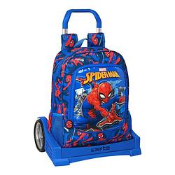 Foto van Schoolrugzak met wielen spiderman great power blauw rood 32 x 42 x 14 cm