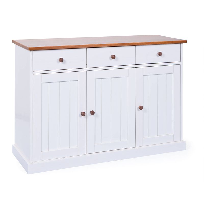 Foto van Wright dressoir 3 deuren, 3 lades wit, bruin.