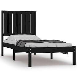 Foto van Vidaxl bedframe massief hout zwart 75x190 cm 2ft6 small single