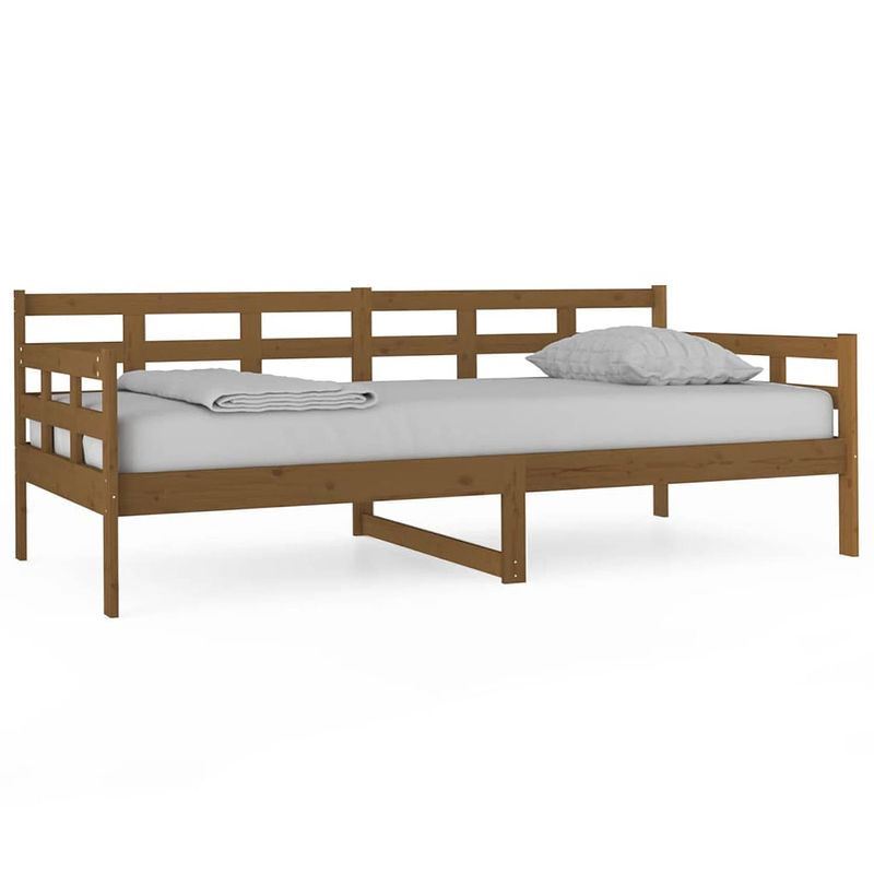 Foto van The living store slaapbank massief grenenhout - houten bedframe - 193.5 x 96 x 69.5 cm - honingbruin