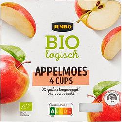 Foto van Jumbo biologisch appelmoes 4 cups 4 x 100g