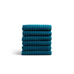 Foto van Seashell wave handdoek set - 6 stuks - mozaiek blauw - 60x110cm - premium