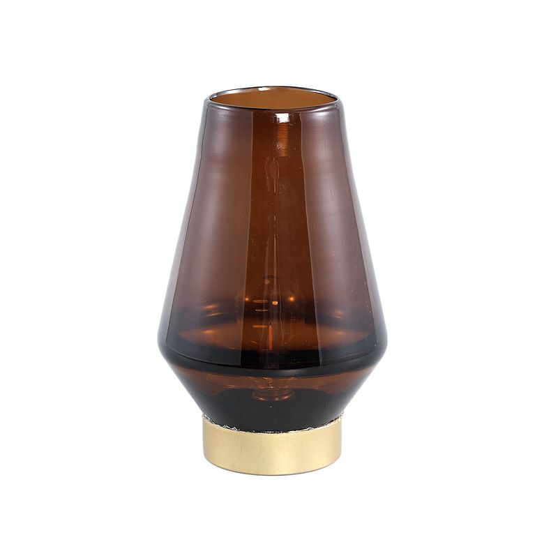 Foto van Ptmd akahi brown glass led lamp taps round