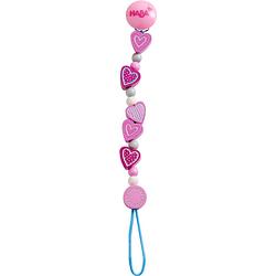 Foto van Haba fopspeenketting fonkelhart junior 22 cm polyester/hout roze