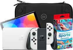 Foto van Nintendo switch oled wit + nintendo switch sports + bluebuilt travel case