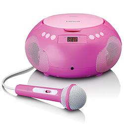 Foto van Draagbare radio/ cd player met microfoon lenco scd-620pk roze