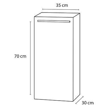 Foto van Differnz badkamerkast force - hoogglans wit - links laag - 35x30x70 cm - leen bakker