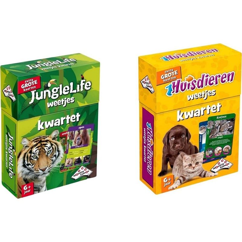 Foto van Spellenbundel - kwartet - 2 stuks - sealife junglelife kwartet & huisdieren kwartet