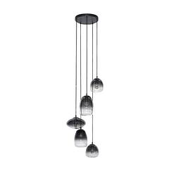 Foto van Hoyz - hanglamp 5l mix - getrapt - glass shaded - artic zwart