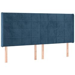 Foto van Vidaxl hoofdbord met randen 163x16x118/128 cm fluweel donkerblauw