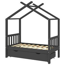 Foto van The living store kinderbedframe boomhut donkergrijs 146x77x190 cm - massief grenenhout