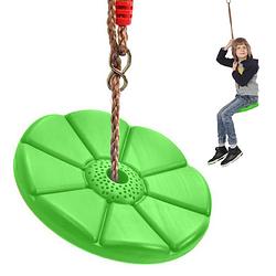 Foto van Schotelschommel voor kinderen max 75 kg belasting groen touwlengte 110 t/m 190cm