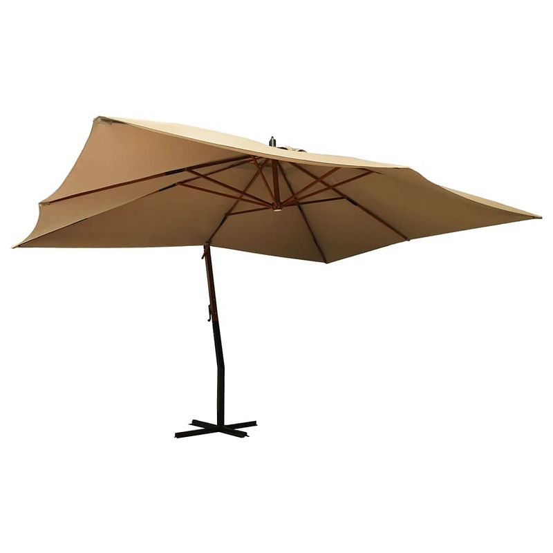 Foto van Vidaxl zweefparasol met houten paal 400x300 cm taupe