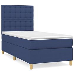 Foto van Vidaxl boxspring met matras stof blauw 80x200 cm