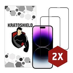 Foto van 2-pack kratoshield iphone 14 pro max screenprotector - glass - full cover 2.5d - black