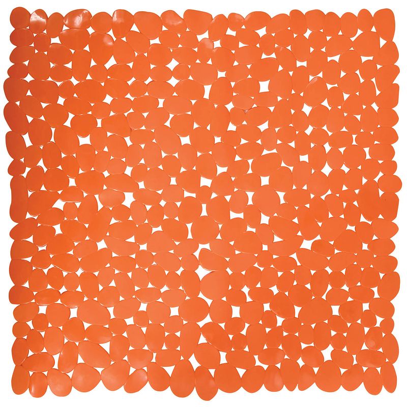 Foto van Msv douche/bad anti-slip mat - badkamer - pvc - oranje - 54 x 54 cm - badmatjes