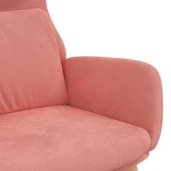 Foto van The living store relaxstoel fluweel roze - fauteuil