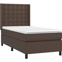 Foto van The living store boxspringbed - - bed - 203 x 103 x 118/128 cm - duurzaam kunstleer - praktisch hoofdbord -